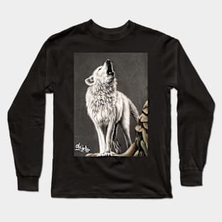 Howling Arctic Wolf Long Sleeve T-Shirt